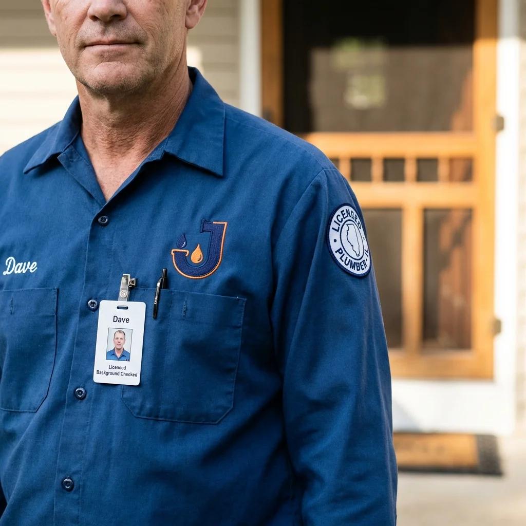 Licensed plumber showing ID badge in Fort Defiance, AZ