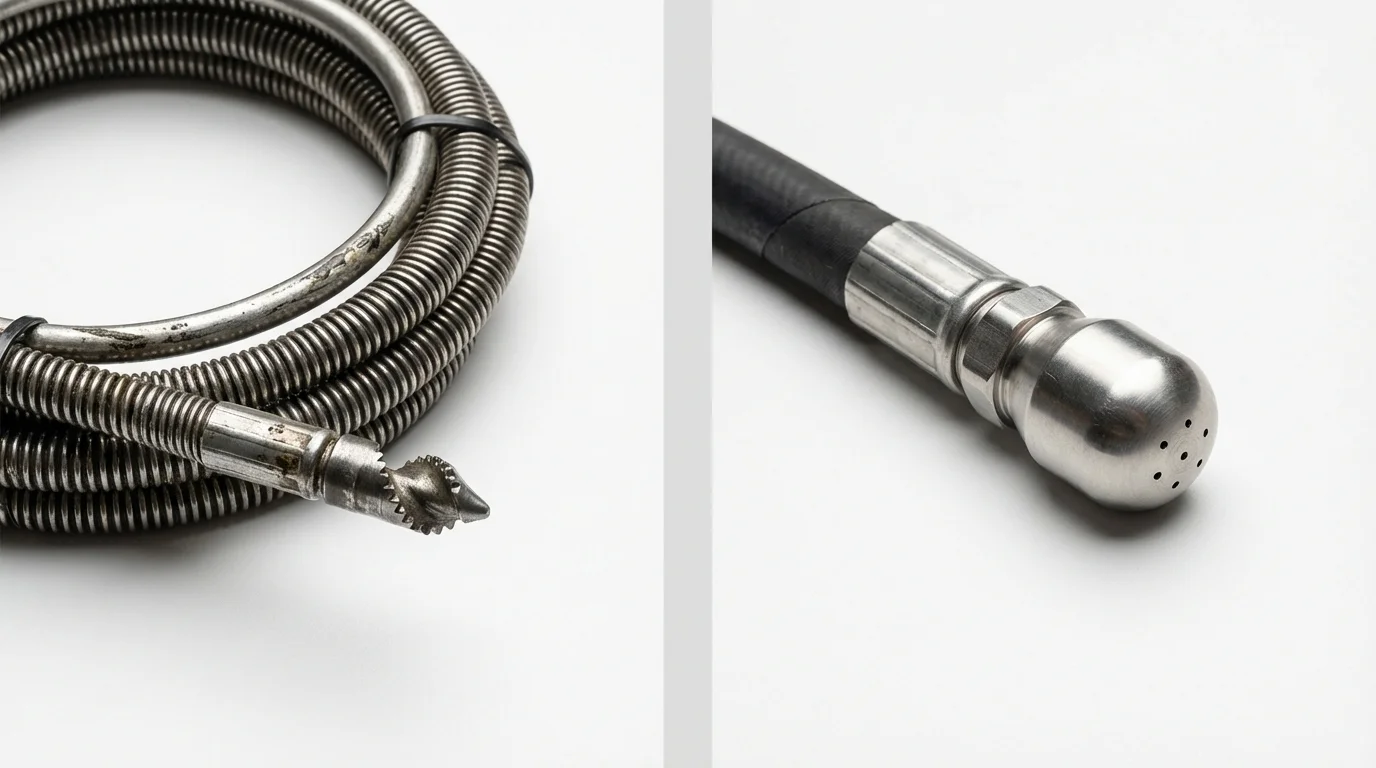 Drain snake cable and hydro jetting nozzle used for drain cleaning in Fort Defiance, AZ