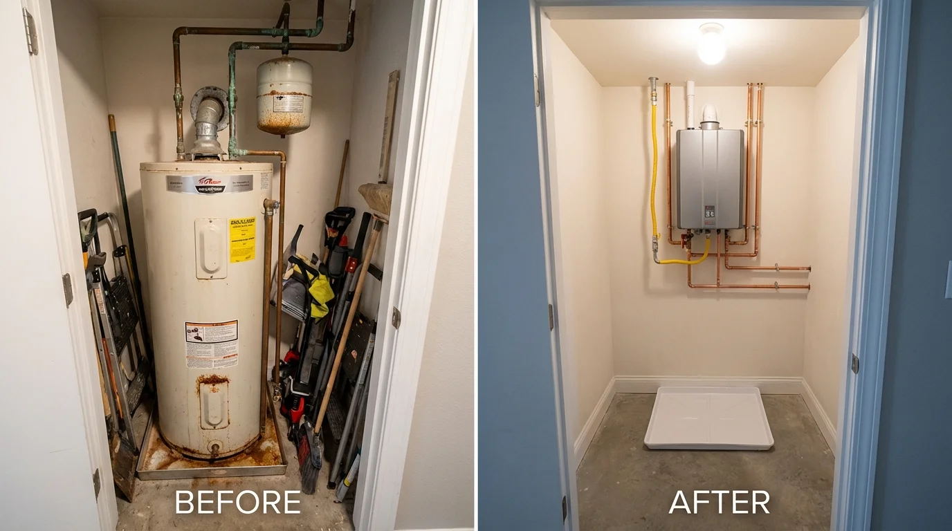 Tank water heater versus wall-mounted tankless unit comparison for Fort Defiance, AZ homeowners